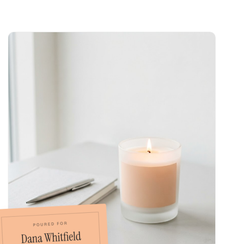 Custom labeled candle on a desk
